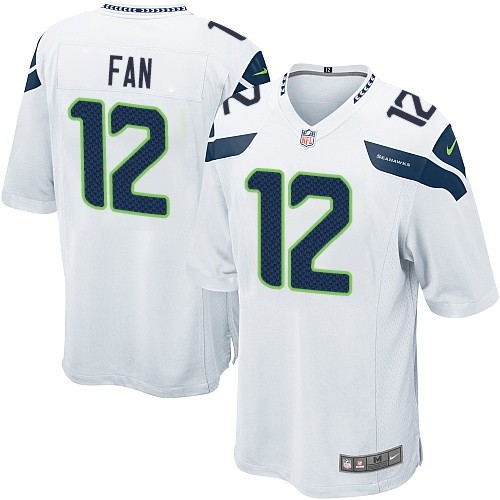 Men's Game 12th Fan Nike Jersey White Road - NFL Seattle Seahawks